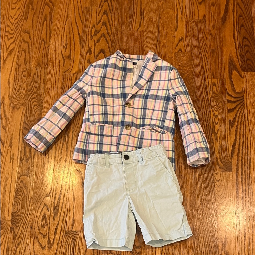 Janie and Jack Pastel Plaid Blazer with Light Blue Shorts (Oshkosh)